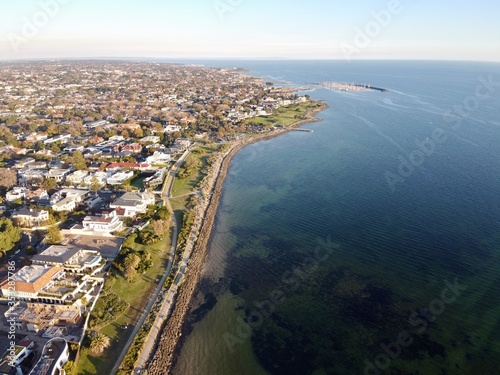 Aerial view of beach and houses