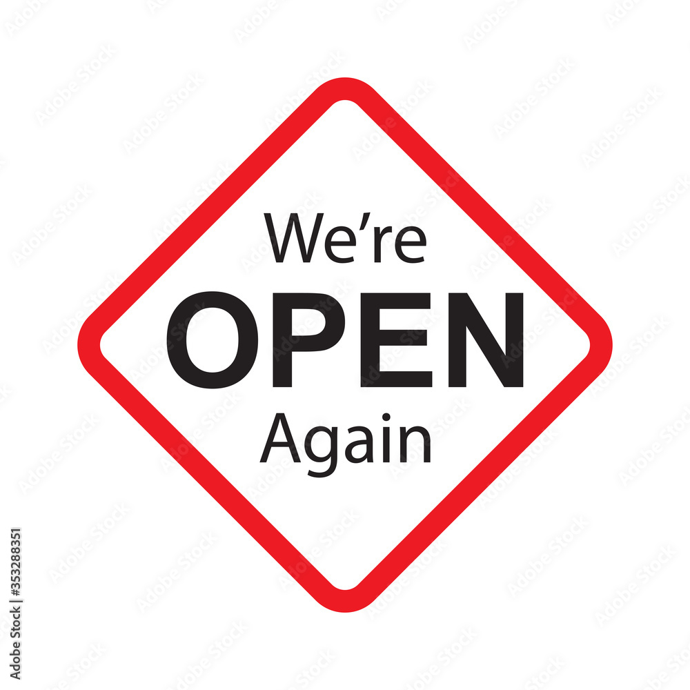 We are open business sticker sign for unlock promotion vector design We are open business sticker sign for unlock promotion vector design