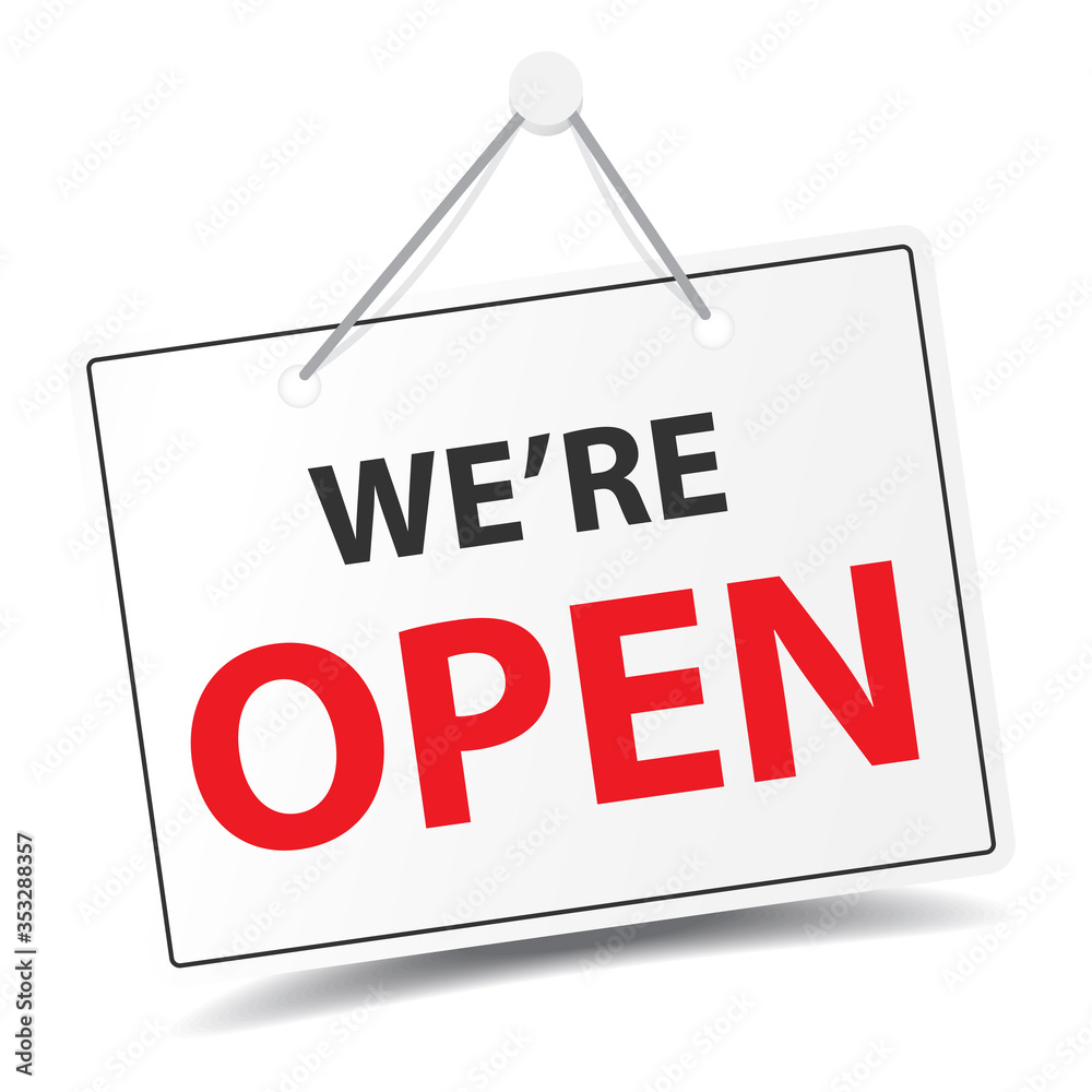 We are open business door signage for unlock promotion vector design We are open business door signage for unlock promotion vector design