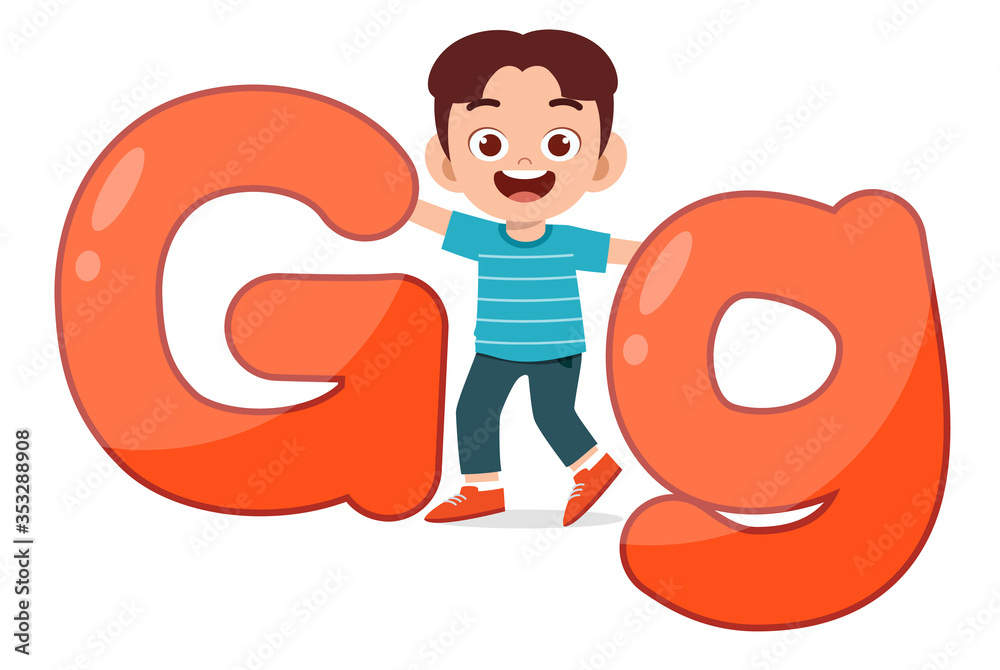 happy cute little kid study alphabet character happy cute little kid study alphabet character