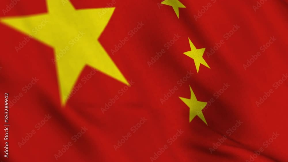 China national flag waving fabric fluttering in wind in a seamless loop in slowmotion animation smooth background China national flag waving fabric fluttering in wind in a seamless loop in slowmotion animation smooth background