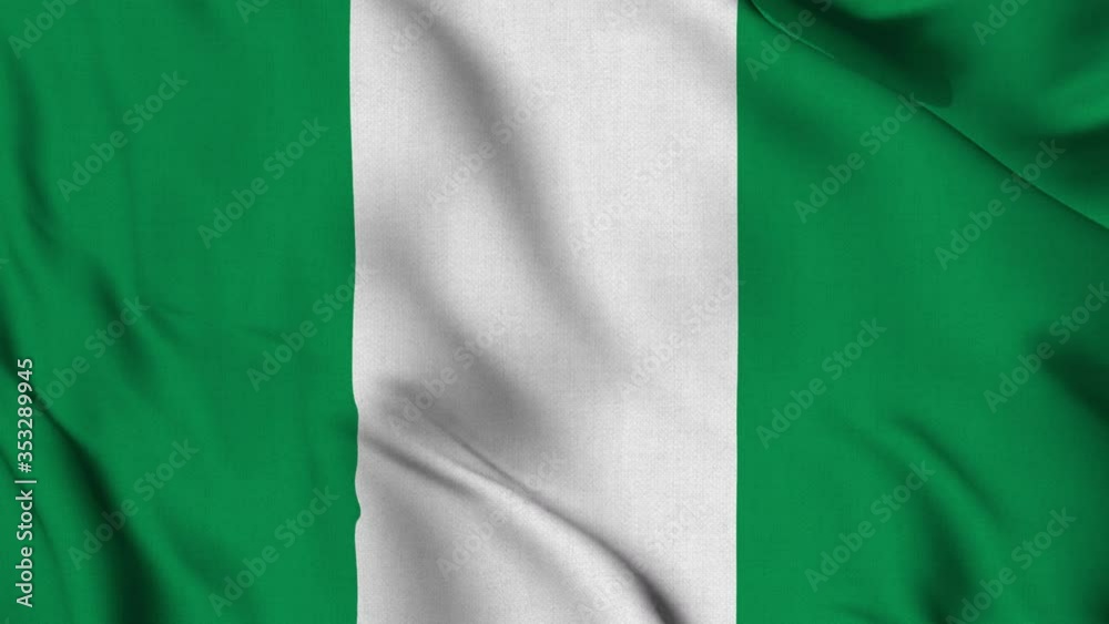 Nigeria national flag waving fabric fluttering in wind in a seamless loop in slowmotion animation smooth background Nigeria national flag waving fabric fluttering in wind in a seamless loop in slowmotion animation smooth background
