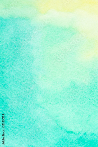 Abstract background image of sea with watercolor painted on white paper. © kaewphoto