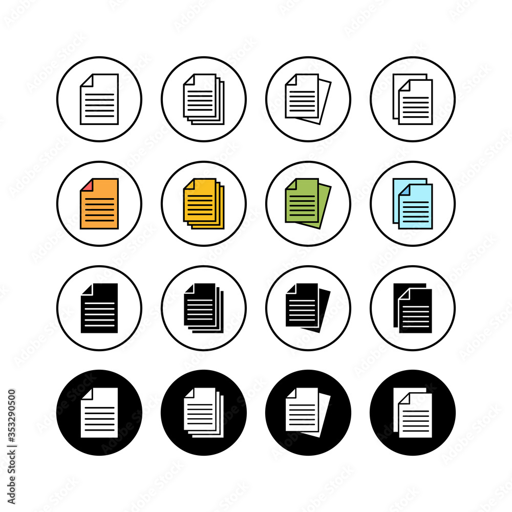 set of Document icons . Paper icon. File Icon set of Document icons . Paper icon. File Icon