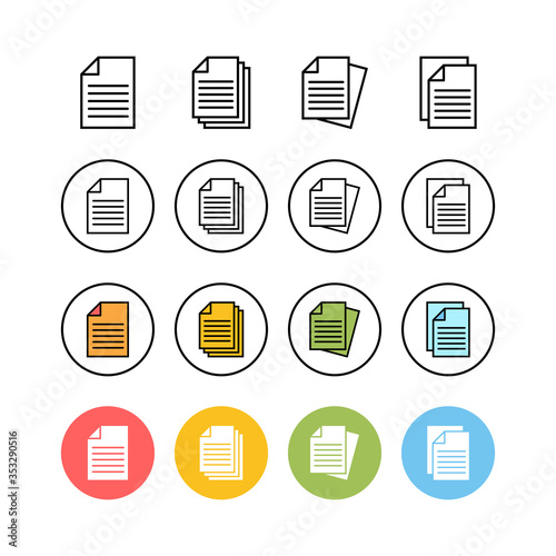 set of Document icons . Paper icon. File Icon