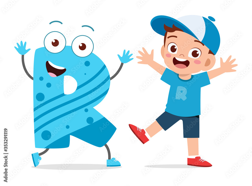 happy cute little kid study alphabet character happy cute little kid study alphabet character
