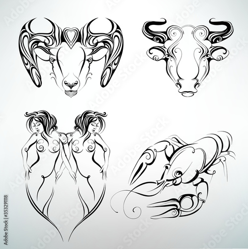 Set of zodiac signs