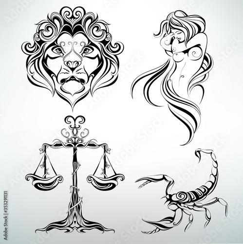 Set of zodiac signs