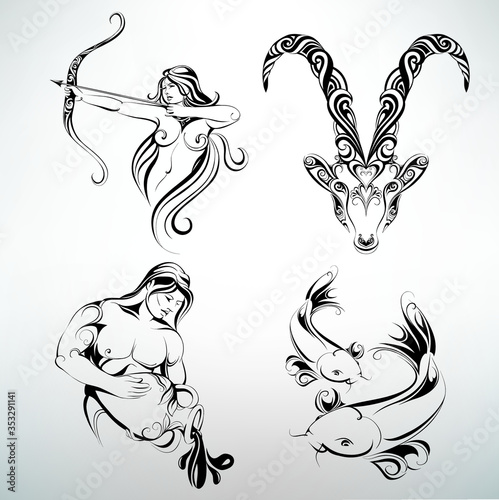 Set of zodiac signs