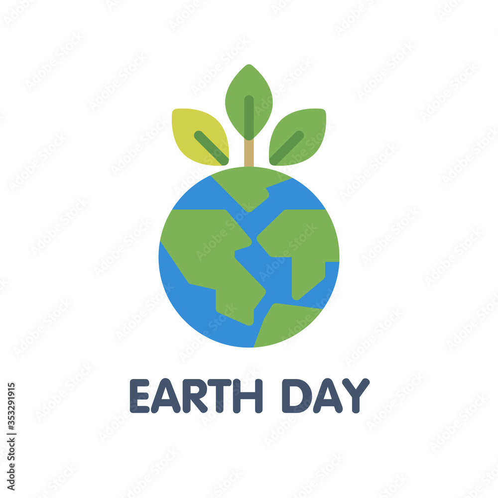 Earth day flat icon style illustration design on white background Earth day flat icon style illustration design on white background