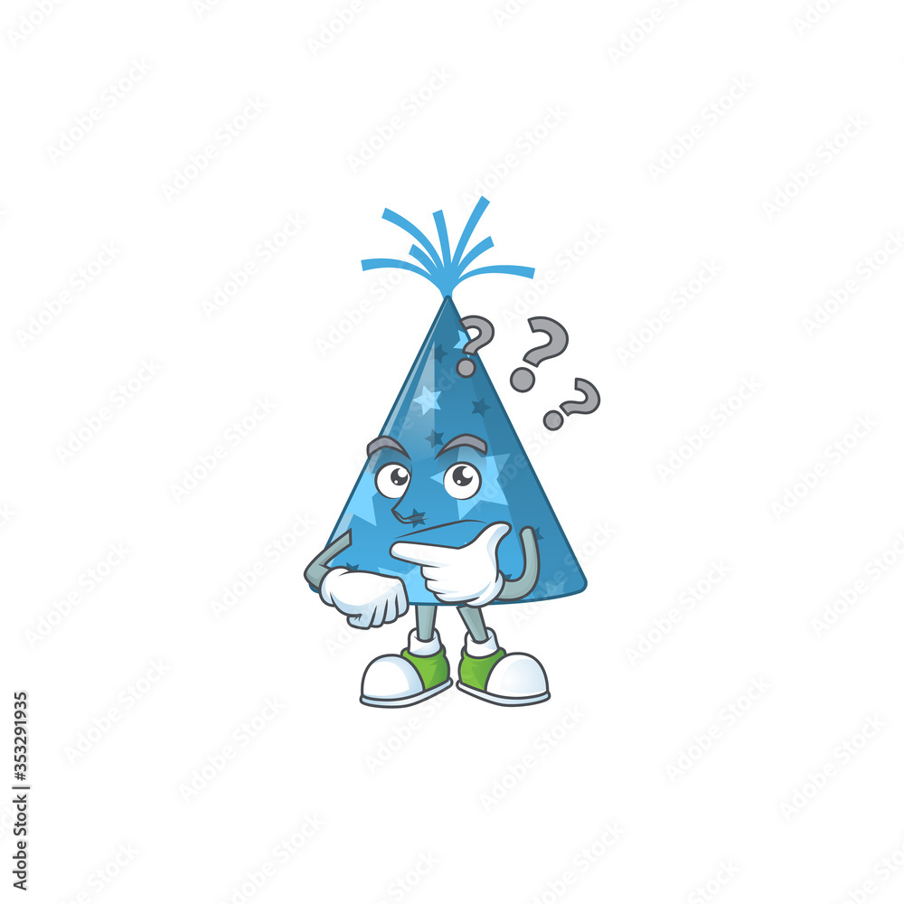 Fototapeta premium mascot design concept of blue party hat with confuse gesture