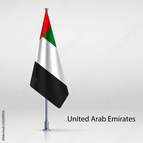 united arab emirates Hanging flag on flagpole