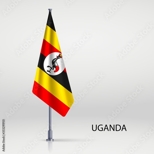 Uganda Hanging flag on flagpole