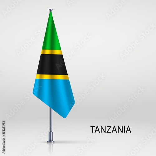 Tanzania Hanging flag on flagpole