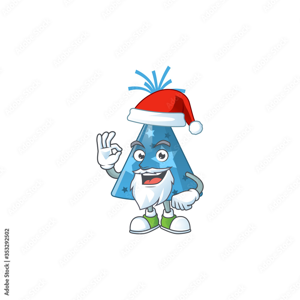 Blue party hat Santa cartoon design concept with ok finger