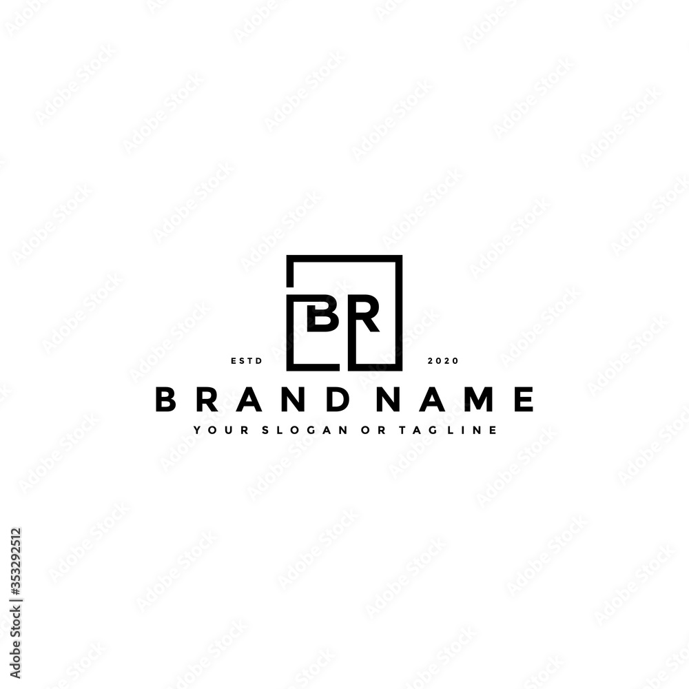 letter BR logo design vector - obrazy, fototapety, plakaty 