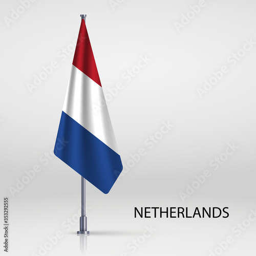 netherlands hanging flag on flagpole