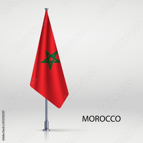 Morocco Hanging flag on flagpole