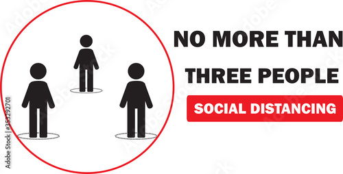 Maximum three people allowed in the shop lift or elevator store at one time signage, sign for shops to protect from Coronavirus or Covid-19 vector graphic. Social distancing