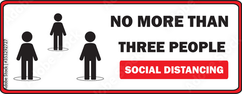 Maximum three people allowed in the shop lift or elevator store at one time signage, sign for shops to protect from Coronavirus or Covid-19 vector graphic. Social distancing