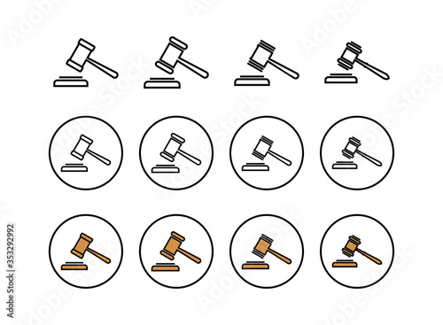 set of Gavel icons. Hammer icon vector. Judge Gavel Auction Icon Vector. Bid