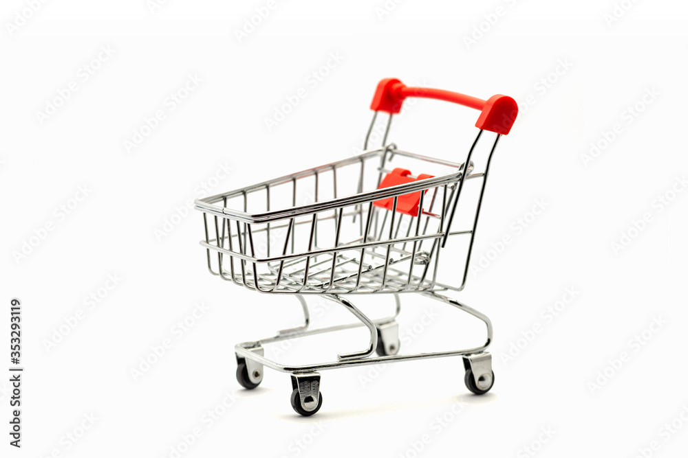 Shopping cart is empty on white background