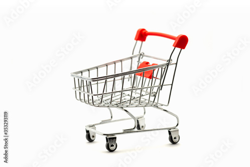 Shopping cart is empty on white background
