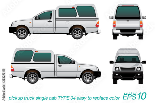 VECTOR EPS10 - single cab pickup truck template, isolated car,
easy to edit color on layer "body color".