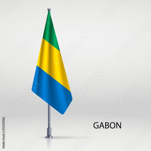 Gabon Hanging flag on flagpole