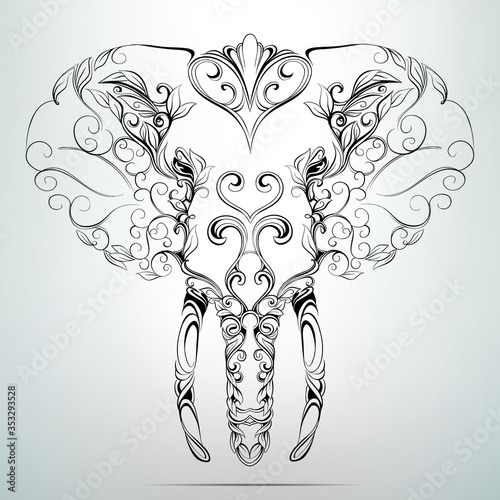 Head of elephant in the ornament
