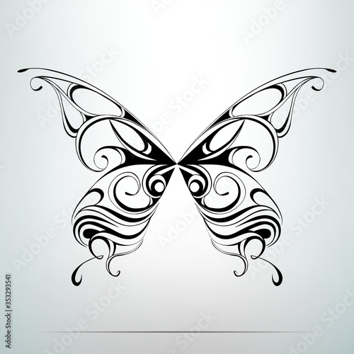 Silhouette of butterfly in the ornament