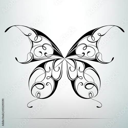 Silhouette of butterfly in the ornament