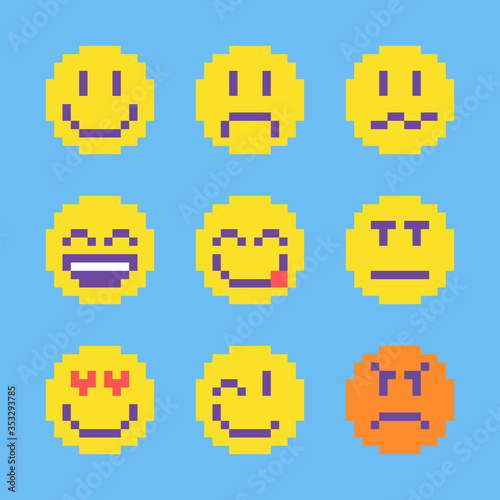 Pixel Smiley Emoji Set Small