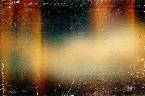 Vintage old abstract distressed blurred retro photo bokeh background with scratches  defects and light leaks