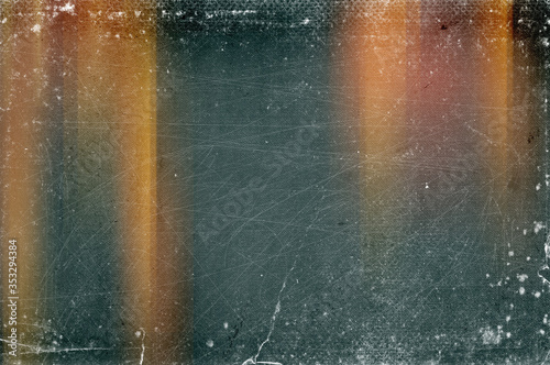 Vintage old abstract distressed blurred retro photo bokeh background with scratches, defects and light leaks photo