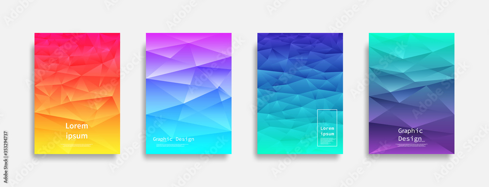 Minimal covers design. Colorful low polygon design. Future geometric patterns. Eps10 vector.
