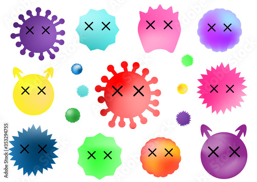 水彩　ウイルス　ばい菌　water color virus icon