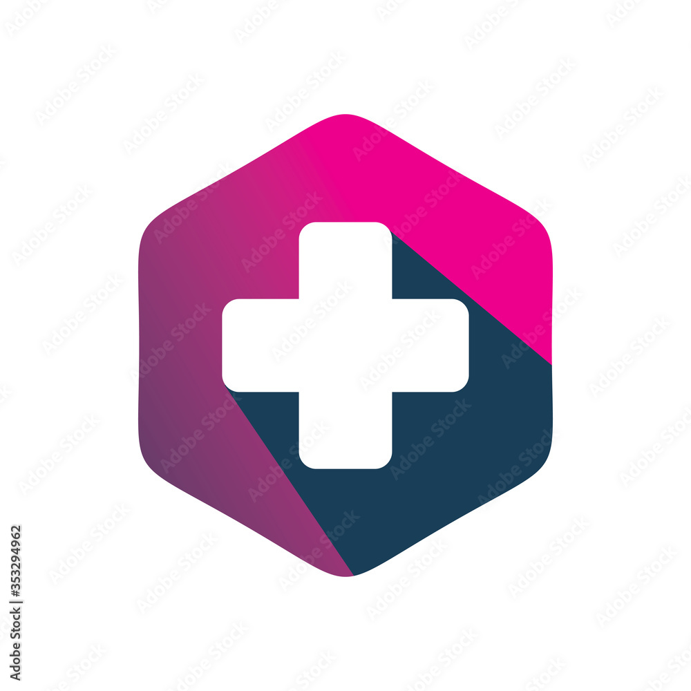 full color hexagon plus media logo design full color hexagon plus media logo design