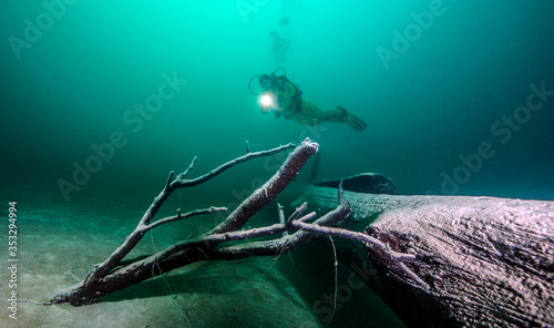 Scuba Diving in lake Attersee, Austria © Michael Bogner