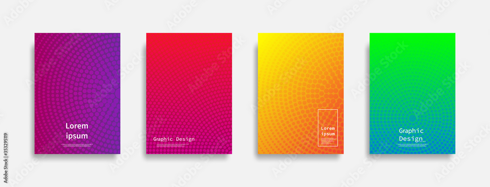 Minimal covers design. Halftone dots colorful design. Future geometric patterns. Eps10 vector.