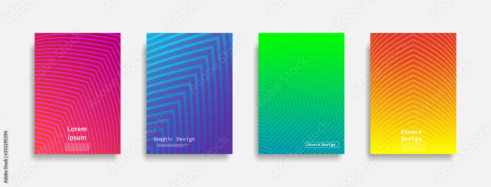 Minimal covers design. Colorful line design gradients. Cool modern background design. Future geometric patterns. Eps10 vector.