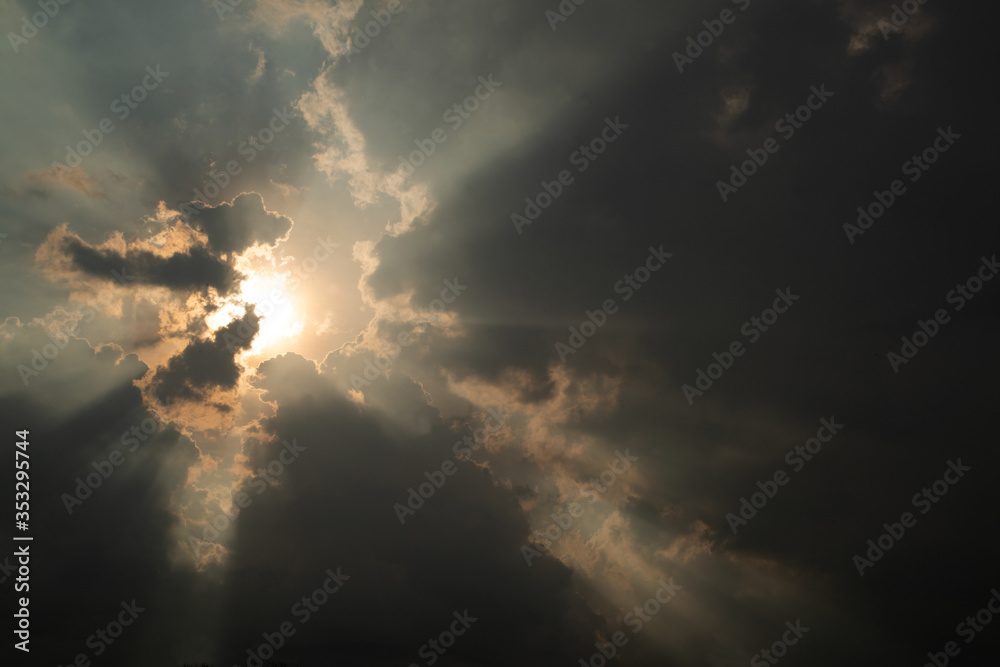 Sunset sky Vast on a sunny day with a bright beam and beautiful clouds.. Sunset sky Vast on a sunny day with a bright beam and beautiful clouds..