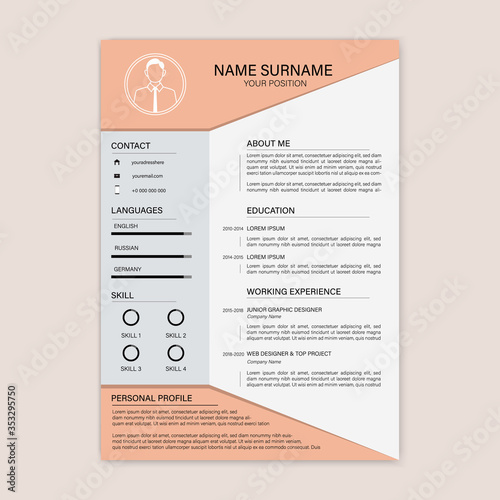 Beautiful CV / Resume template - vector minimalist - color resume cv template