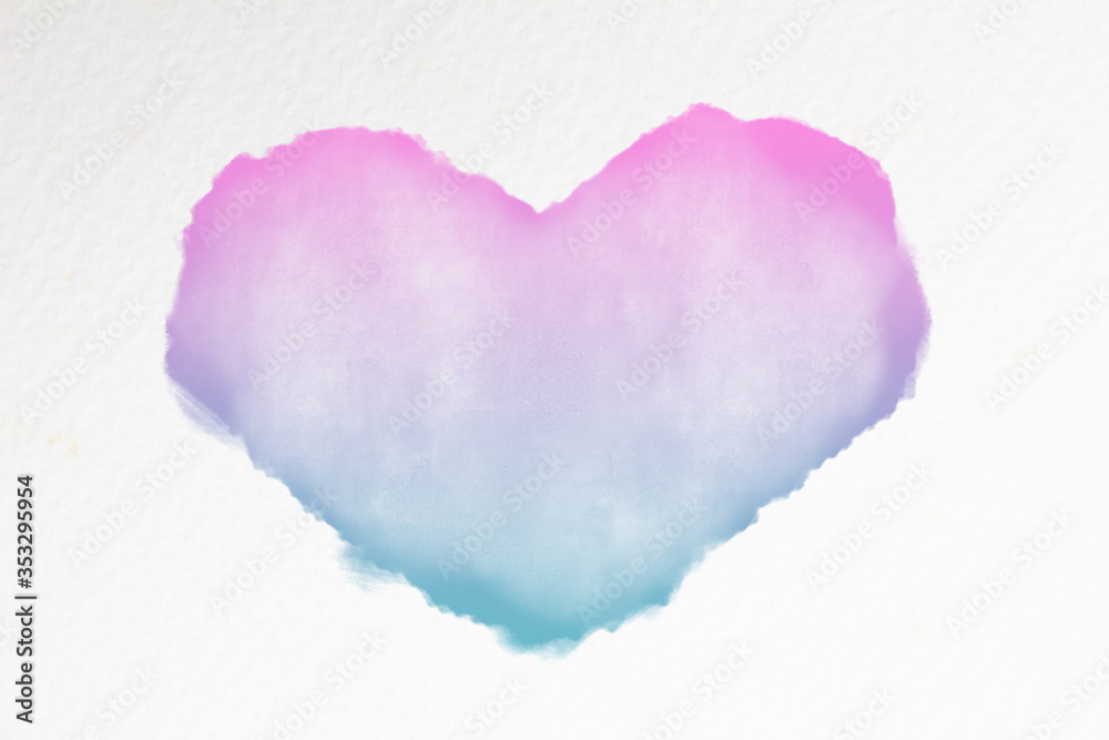 Abstract watercolor heart shape design on white