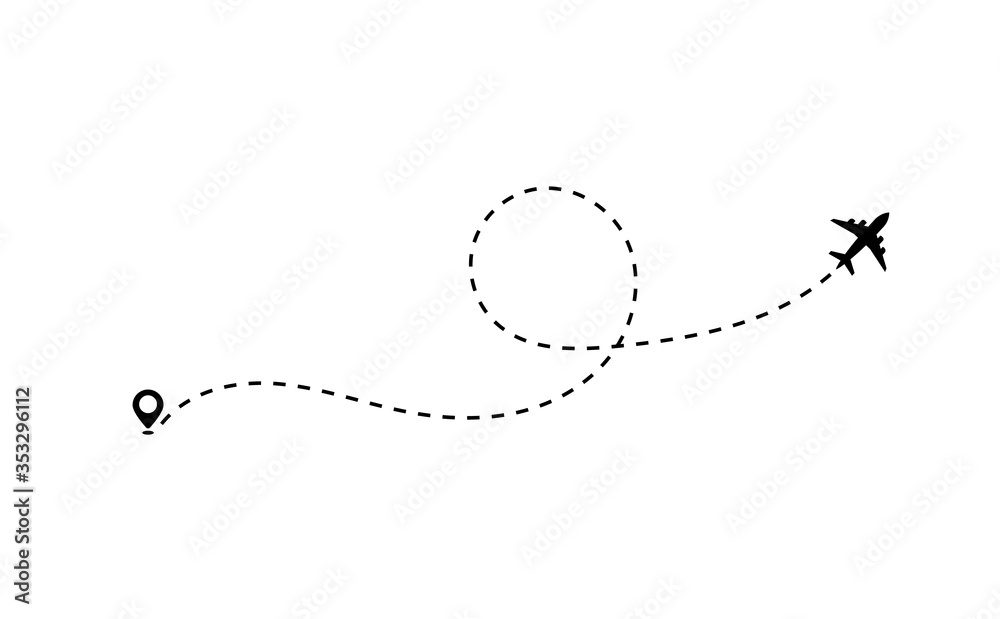 Plane and track icon on white background Plane and track icon on white background