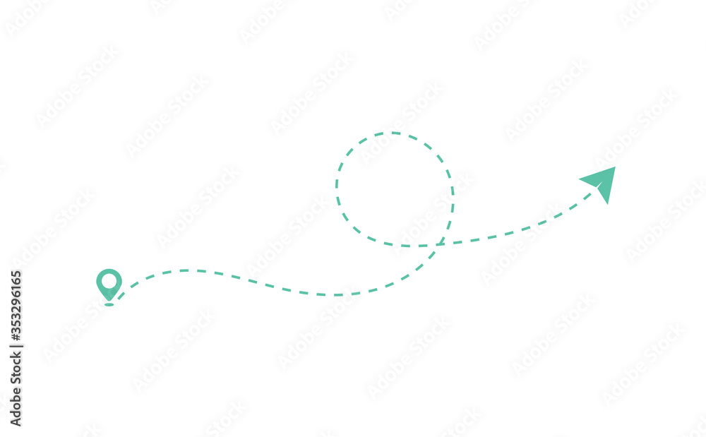 Paper Plane and track icon on white background vector Paper Plane and track icon on white background vector