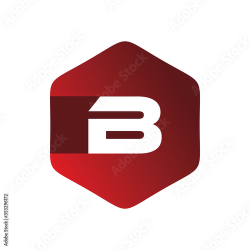 red hexagon letter b logo design