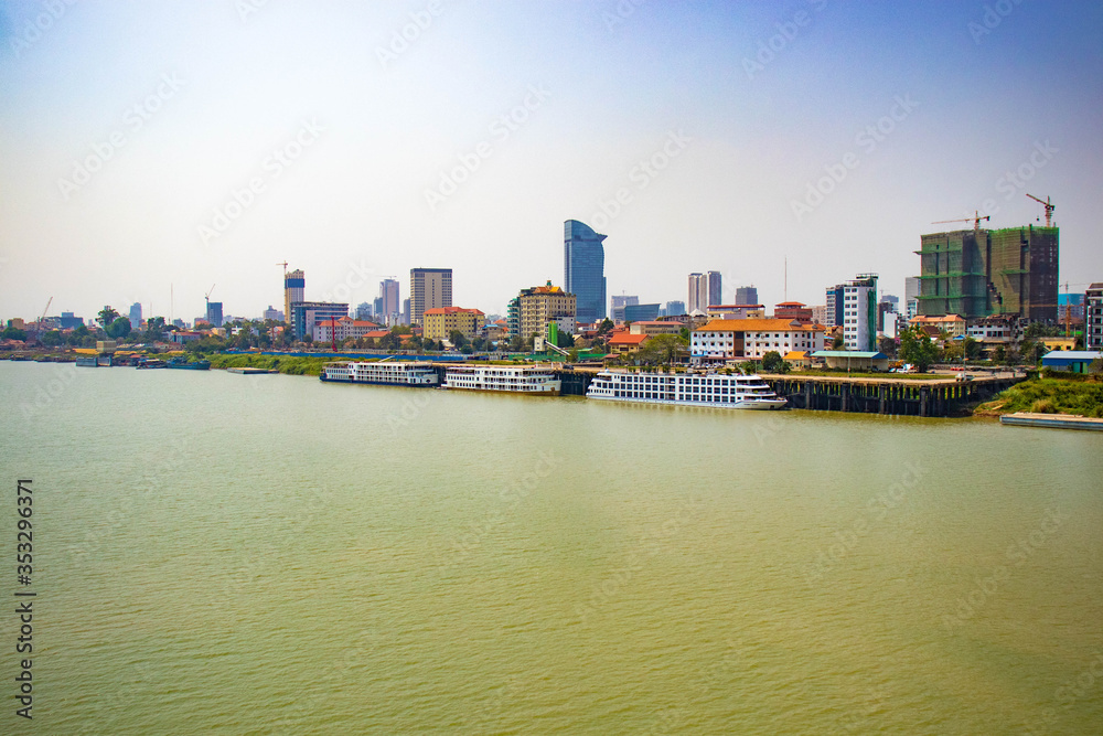 A beautiful view of mekong river at Phnom Penh, Cambodia.