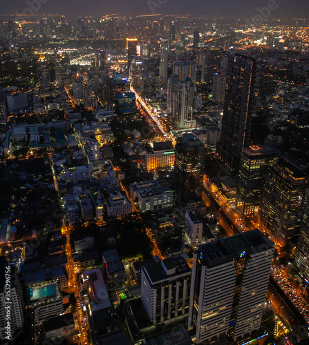 panoramic skyline of Bangkok by night from King Power Mahanakhon  Bangkok  Thailand