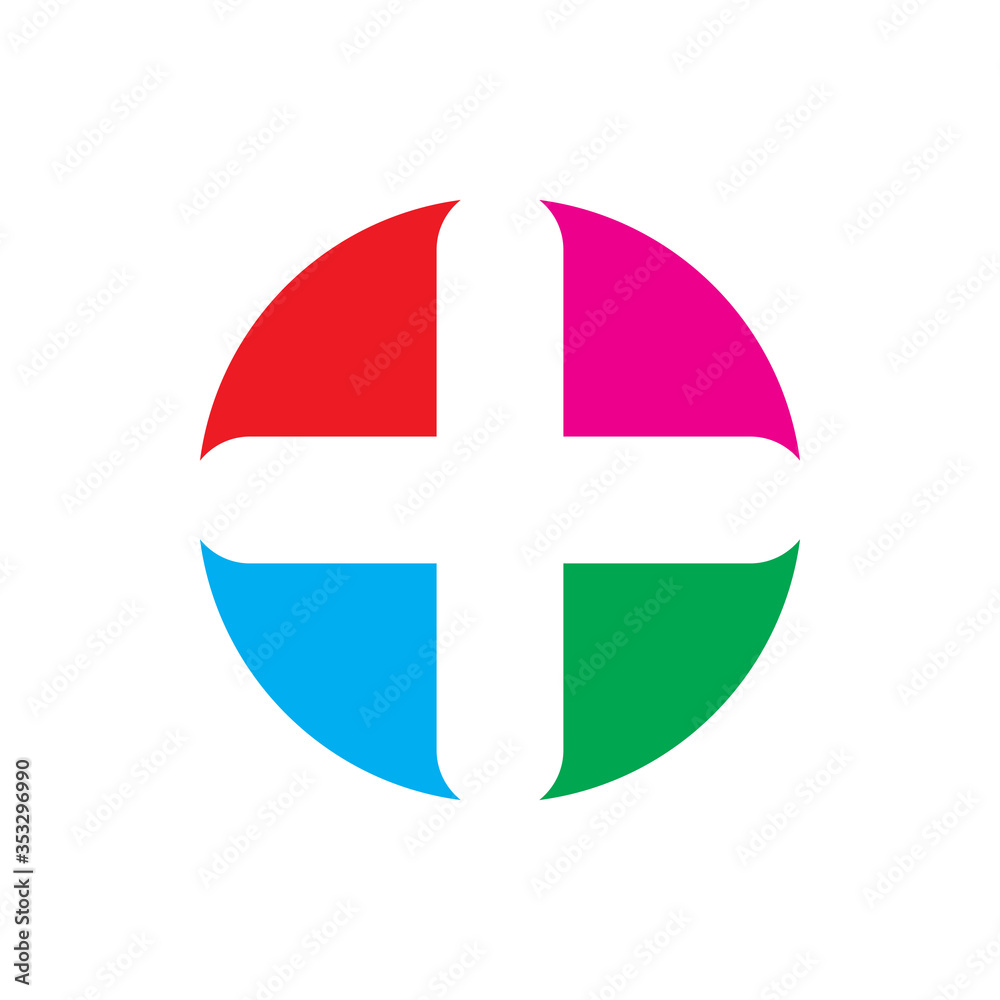 creative full color circle plus logo design creative full color circle plus logo design